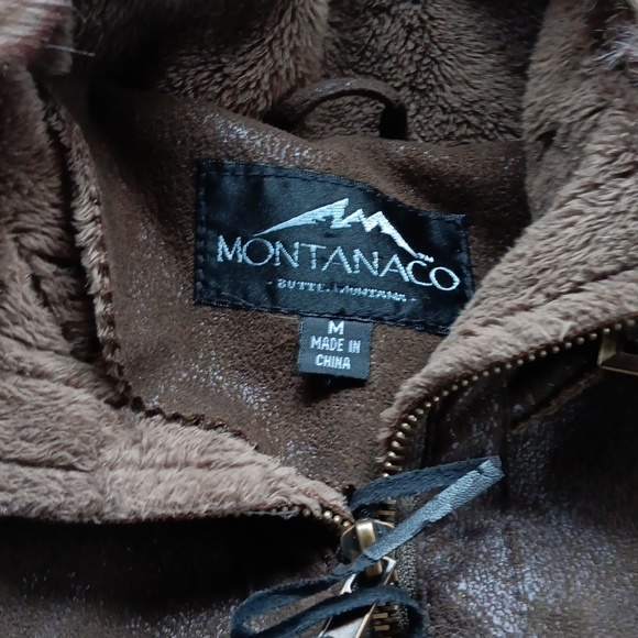 Elegant Brown Leather Jacket with Fur Collar - Picture 5 of 5